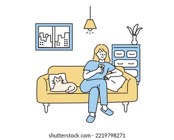 An illustration to relax at home.Holiday, indoor.	