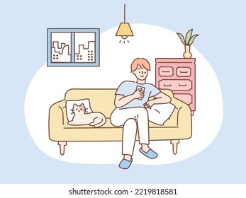 An illustration to relax at home.Holiday, indoor.	