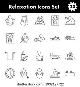 Illustration Of Relaxation Icon Set In Stroke Style.