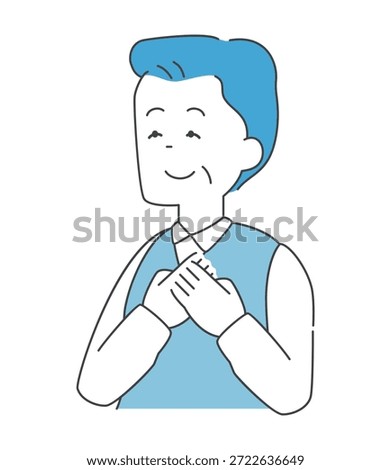 Illustration of a relieved senior man - Vector