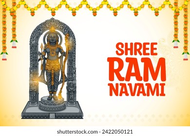 illustration of religious background of idol of Shri Ram of Janmbhoomi Teerth Kshetra  Lord Rama  in Ayodhya birth place Lord Rama with text in Hindi meaning Ram Lalla