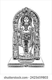 illustration of religious background of idol of Shri Ram of Janmbhoomi Teerth Kshetra Lord Rama in Ayodhya, uttar pradesh, india