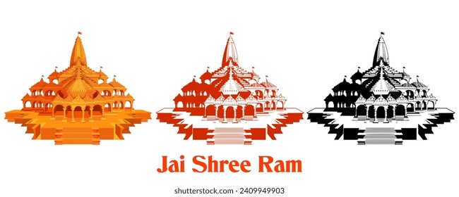 ilustración de antecedentes religiosos de Shri Ram Janmbhoomi Teerth Kshetra Ram Mandir Templo en Ayodhya, lugar de nacimiento Lord Rama