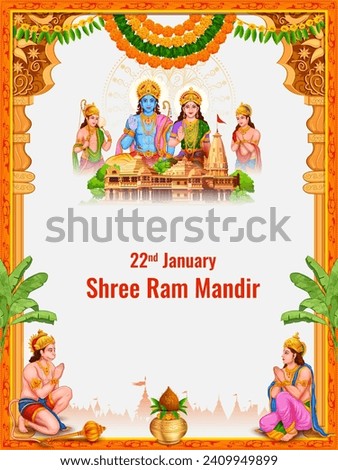 illustration of religious background of Shri Ram Janmbhoomi Teerth Kshetra  Ram Mandir Temple in Ayodhya birth place Lord Rama