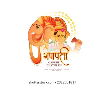 Illustration of religious Festival Ganesh Chaturthi .  Ganesh Chaturthi festival of India vector  poster greeting card, banner.