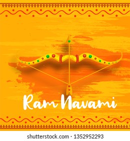 Illustration Of Religious Happy Ram Navami Background.