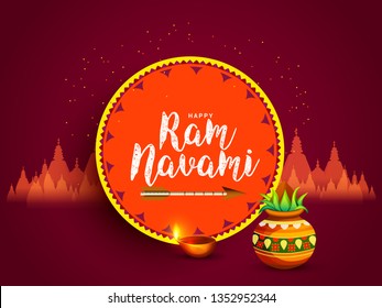 Illustration Of Religious Happy Ram Navami Background.