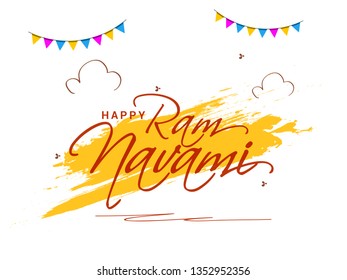 Illustration Of Religious Happy Ram Navami Background.