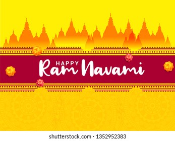 Illustration Of Religious Happy Ram Navami Background.