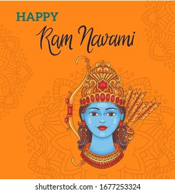 Illustration Of Religious Happy Ram Navami Background. Happy Ram Navami poster of Indian holiday