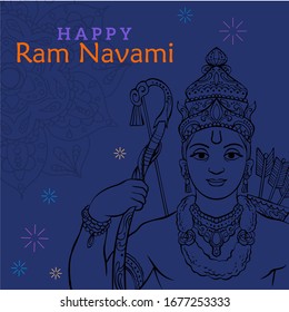 Illustration Of Religious Happy Ram Navami Background. Happy Ram Navami poster of Indian holiday