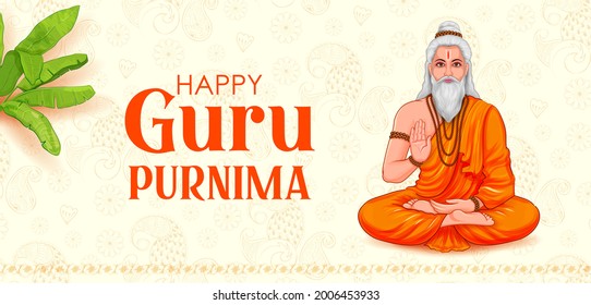 illustration of religious holiday background for Happy Guru Purnima festival celebrated in India