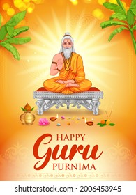 illustration of religious holiday background for Happy Guru Purnima festival celebrated in India