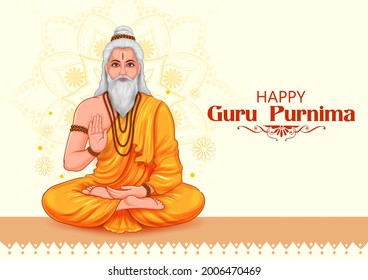 illustration of religious holiday background for Happy Guru Purnima festival celebrated in India