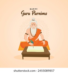 illustration of religious holiday background for Happy Guru Purnima festival celebrated in India