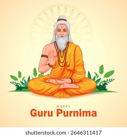 ilustração de fundo de feriado religioso para o festival Happy Guru Purnima celebrado na Índia