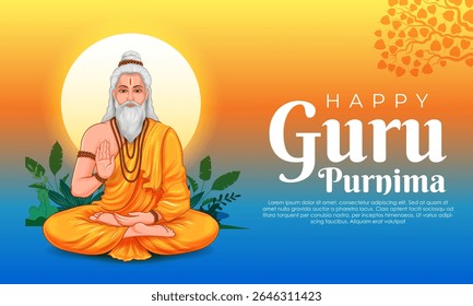 illustration of religious holiday background for Happy Guru Purnima festival celebrated in India