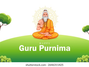 illustration of religious holiday background for Happy Guru Purnima festival celebrated in India