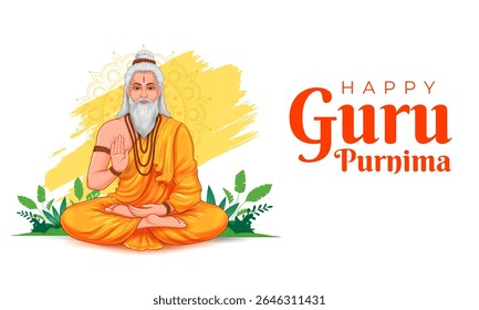 illustration of religious holiday background for Happy Guru Purnima festival celebrated in India
