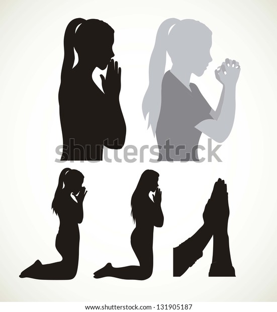 Illustration Religious Person Kneeling Prayer God Stock Vector (Royalty ...