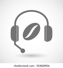 Illustration of a remote assistance headset icon with a coffee bean