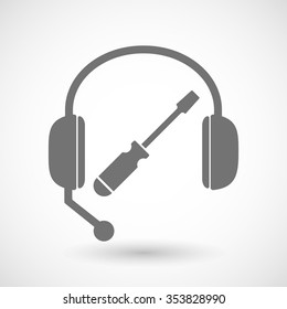 Illustration of a remote assistance headset icon with a screwdriver