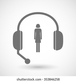 Illustration of a remote assistance headset icon with a female pictogram