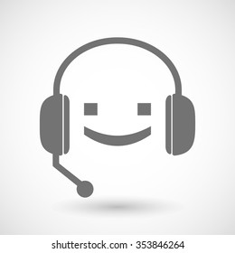 Illustration of a remote assistance headset icon with a smile text face