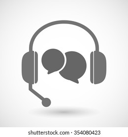 Illustration of a remote assistance headset icon with   comic balloons