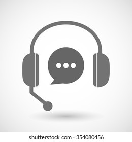 Illustration of a remote assistance headset icon with  a comic balloon