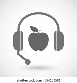 Illustration of a remote assistance headset icon with  an apple