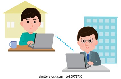 Illustration of remote work
company and man