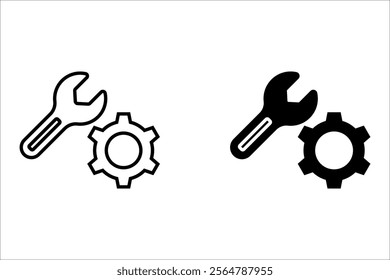 Illustration of repair tools icon set. tool marks and symbols. settings icon. Wrench. Serve