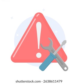  Illustration of Repair Tools and Warning Signs. Website Concept in Maintenance.