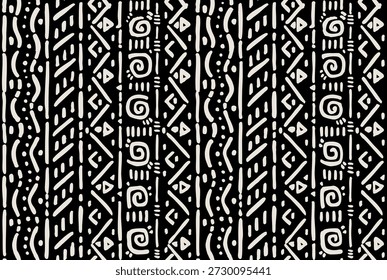  Illustration eines sich wiederholenden Musters in einem ethnischen Stil. Kunst in einem indigenen und grafischen Stil.