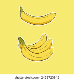Illustration representation of banana fruits, Ideal for use in various design projects, such as posters, banners, or digital art, where a clean and resizable banana image is needed.
