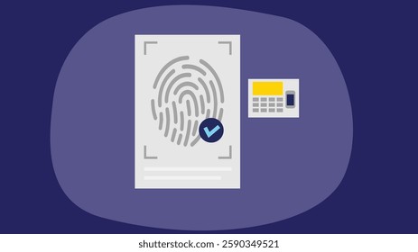 illustration representing a biometric fingerprint login method, showcasing a digital fingerprint scanner on a screen, symbolizing secure authentication