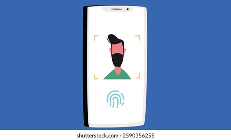 illustration representing a biometric fingerprint login method, showcasing a digital fingerprint scanner on a screen, symbolizing secure authentication, identity verification