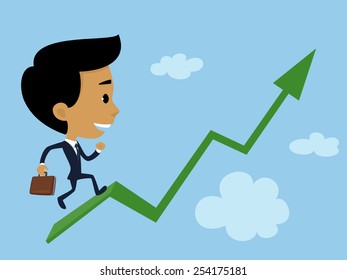 Illustration representing a businessman on his way to a successful business.
