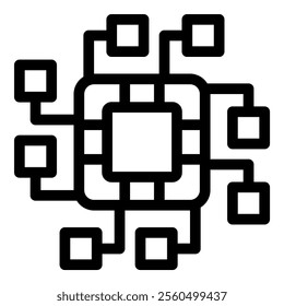 Illustration representing a central processing unit managing data flow within a computer system