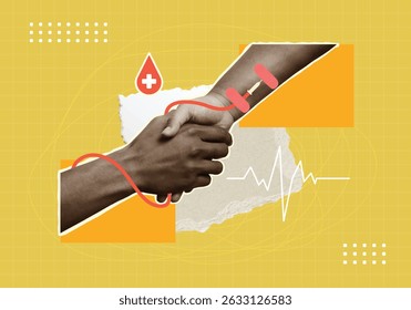 An illustration representing community health care and support through a handshake, symbolizing unity and resilience.
