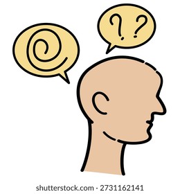 Ilustración que representa confusión, duda o una mente cuestionadora. 