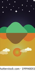 Illustration representing the contrast between two different worlds, day and night. Graphic representation of a performance