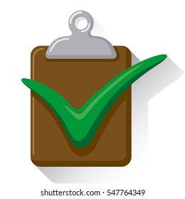 Illustration representing icon clipboard with right symbol, correct, Ok, yes colorful. Ideal for informational and institutional material