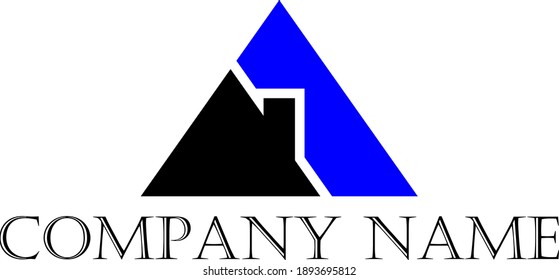 
an illustration representing an image of a house and a mountain put together into a logo