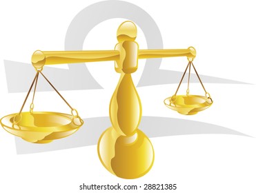 Illustration representing Libra the scales star or birth sign. Includes the symbol or icon in the background