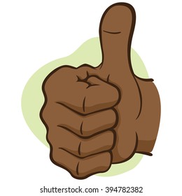 Illustration representing a person's hand signaling right, okay, yes, correct, african. Ideal for informational and institutional material
