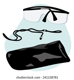 Illustration representing a safety equipment, protective glasses