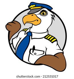 Illustration representing a symbol of an Eagle with pilot's uniform 