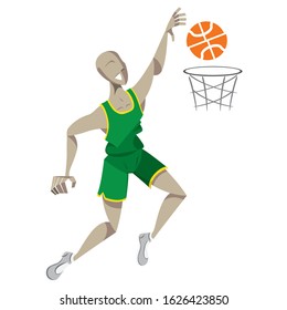 Illustration represents basketball player doing a sixth. Ideal for educational, sports and historical materials